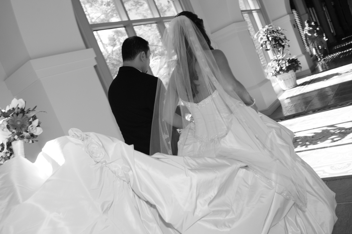 bride and groom after first look