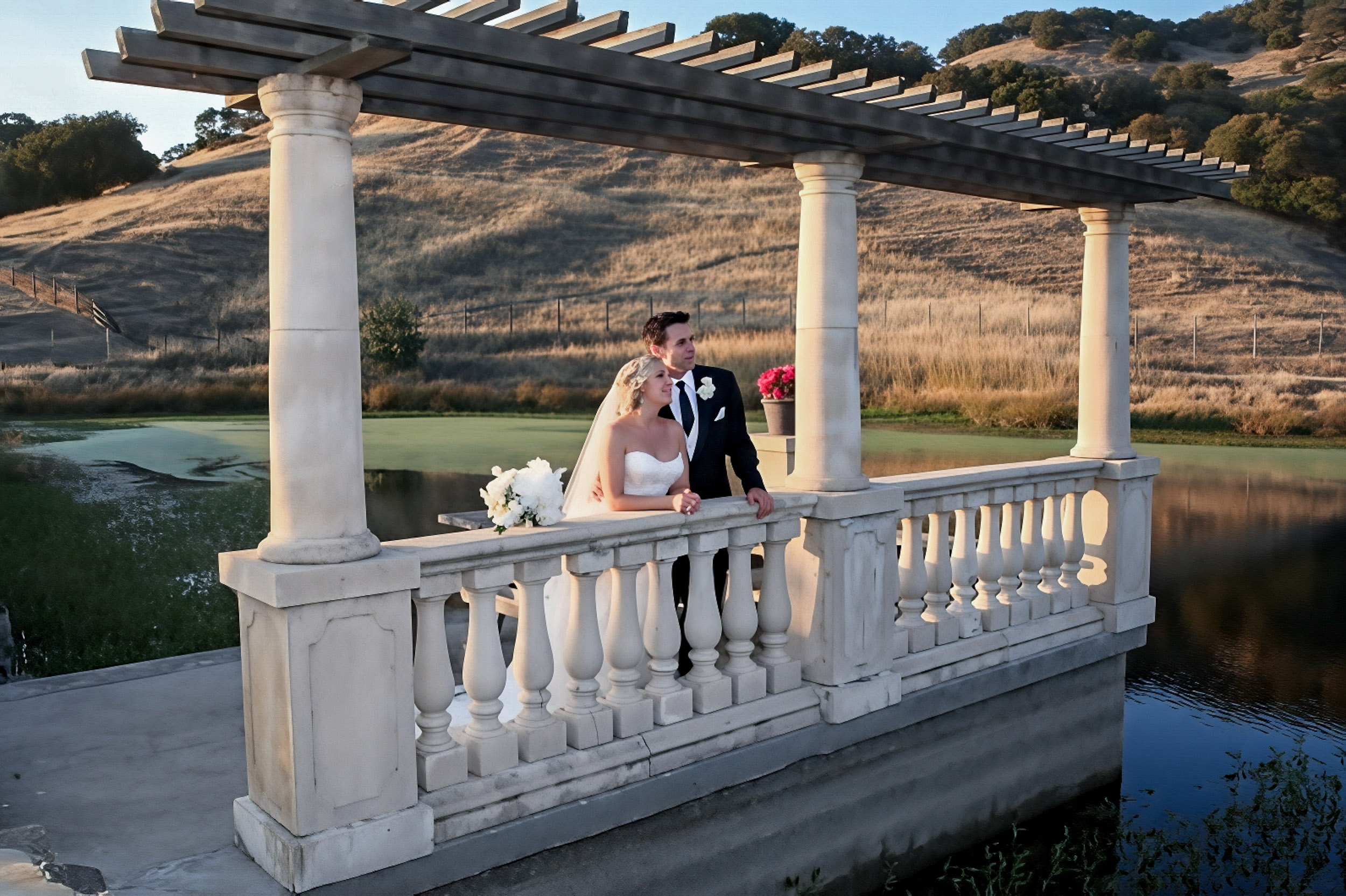 Bride and groom at a Sonoma winery wedding