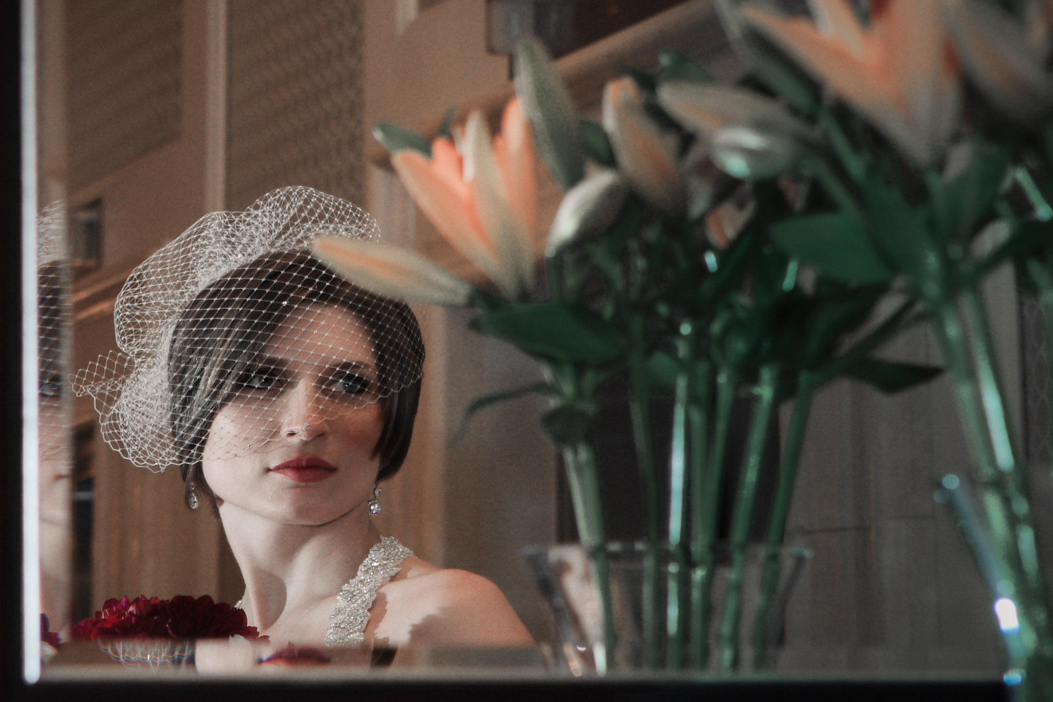 Las Vegas wedding photographer editorial bridal portrait with soft light and veil detail