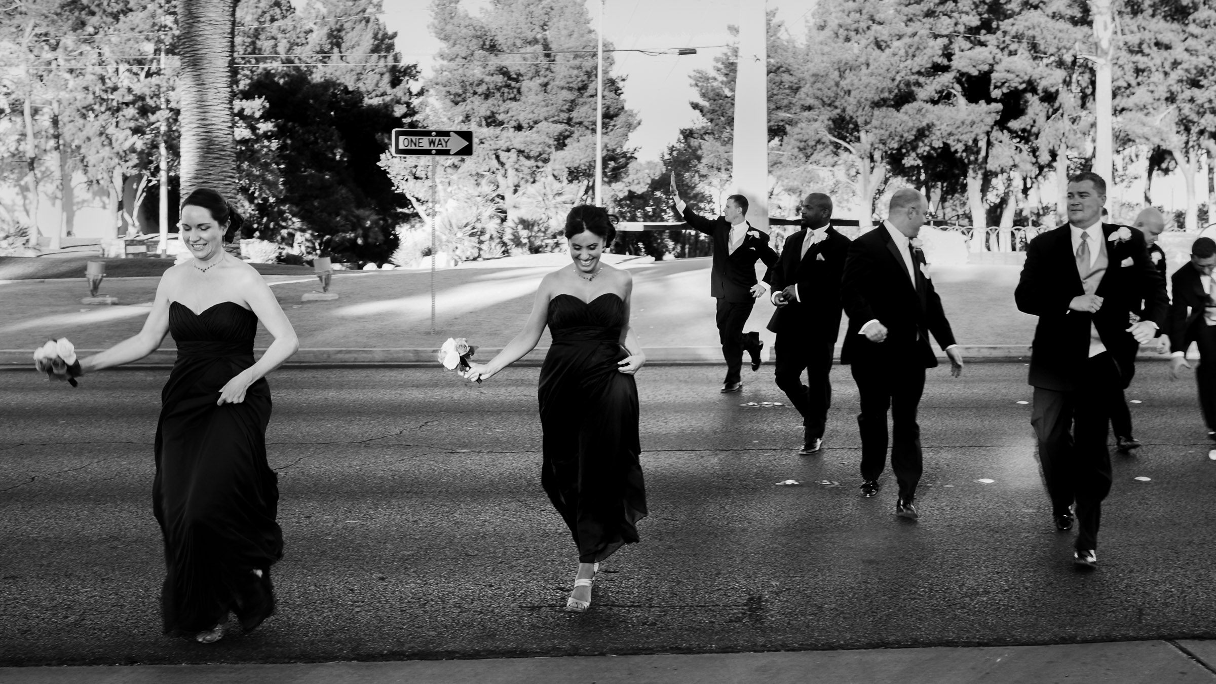 Bridal party walking candidly during a destination wedding captured with an editorial candid style by a Healdsburg wedding photographer