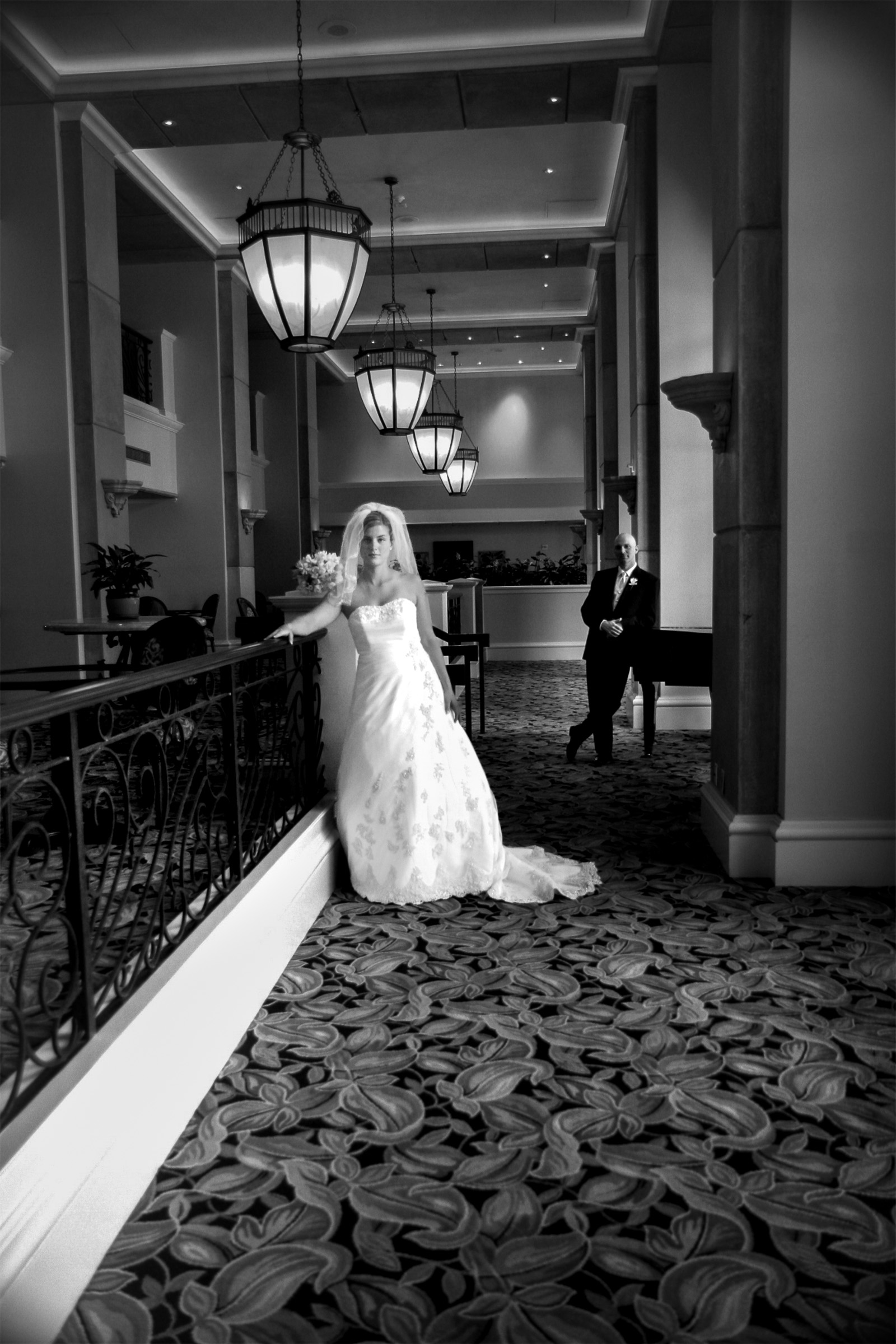 Editorial black and white bridal portrait at JW Marriott Las Vegas Resort & Spa by luxury Las Vegas destination wedding photographer Theresa Chavarria.